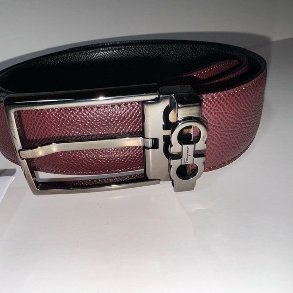 Salvatore Ferragamo Gancini keeper reversible adjustable belt black/brown 34 NWT - Picture 3 of 11